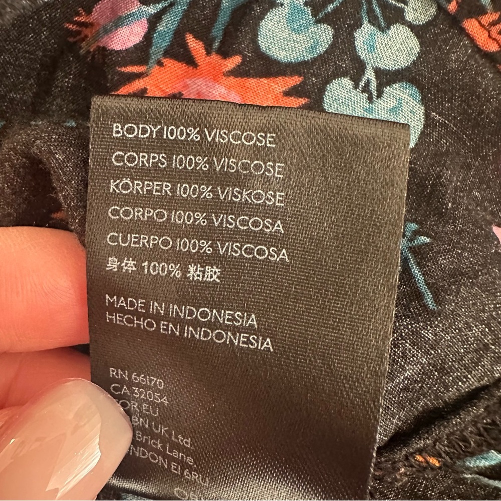 Anthropologie Maeve Monkey Print Blouse Black Safari Orange Pink Floral Top S - Picture 7 of 10